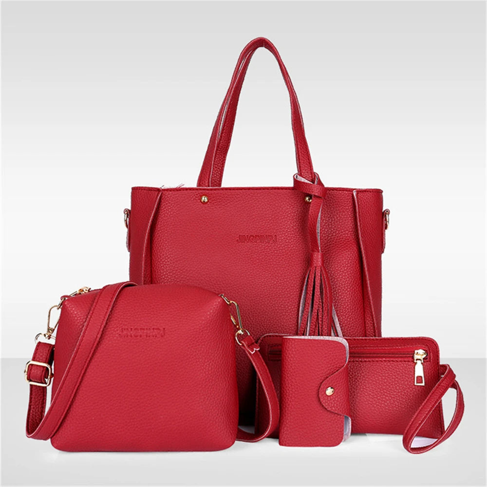 4 Piece Set Versatile PU Leather Bag for Women.-Nilah Store