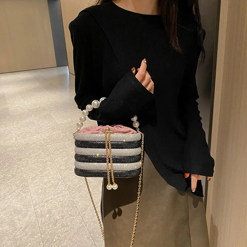 Pearl Beads Chain Crossbody Luxury Evening Purses For Women-Nilah Store