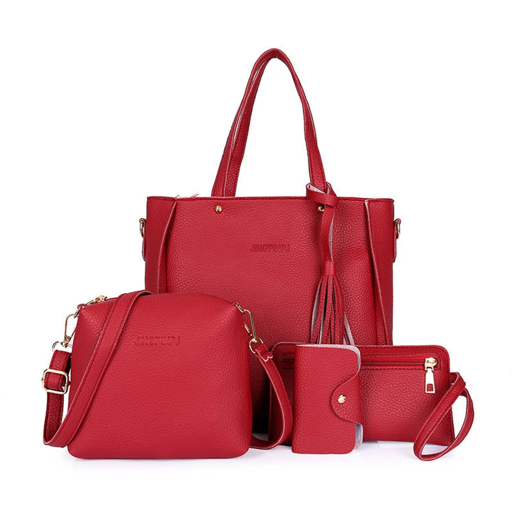 4 Piece Set Versatile PU Leather Bag for Women.-Nilah Store