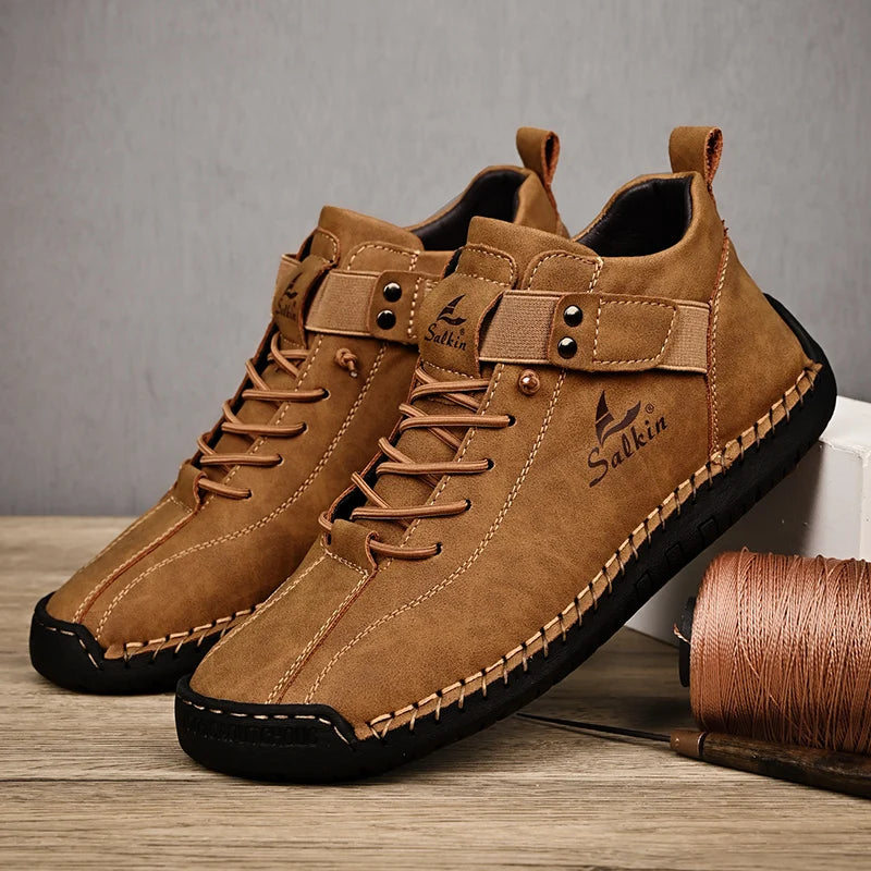 Handmade Leather Sneakers for Men – Breathable Outdoor Ankle Boots.-Nilah Store