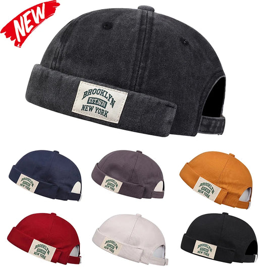 Caps BROOKLYN beanie fabric label without strap Skullies cap.-Nilah Store