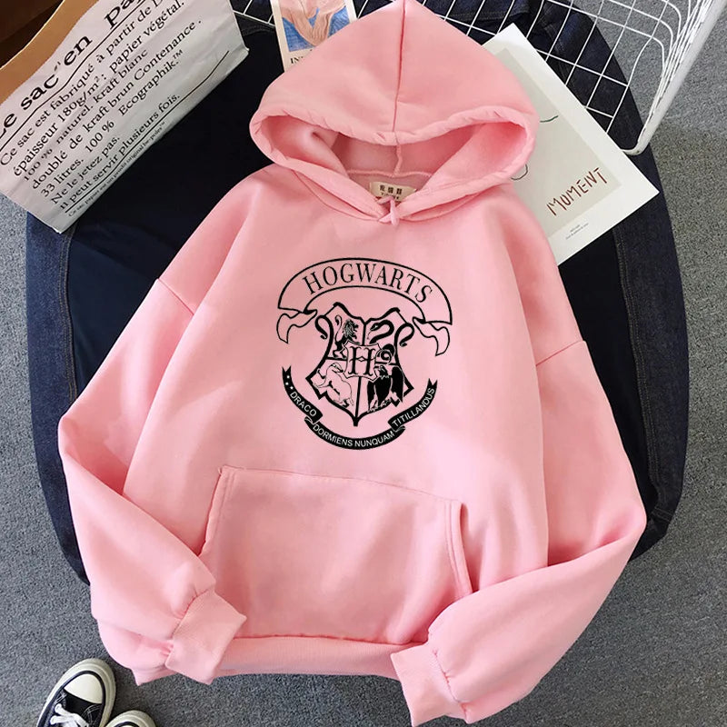 Y2K Hogwarts Printed Hoodie Women Oversized Casual Fleece Sweatshirt.-Nilah Store