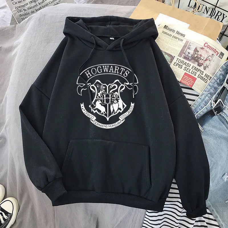 Y2K Hogwarts Printed Hoodie Women Oversized Casual Fleece Sweatshirt.-Nilah Store