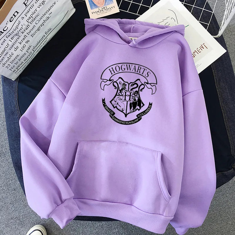 Y2K Hogwarts Printed Hoodie Women Oversized Casual Fleece Sweatshirt.-Nilah Store