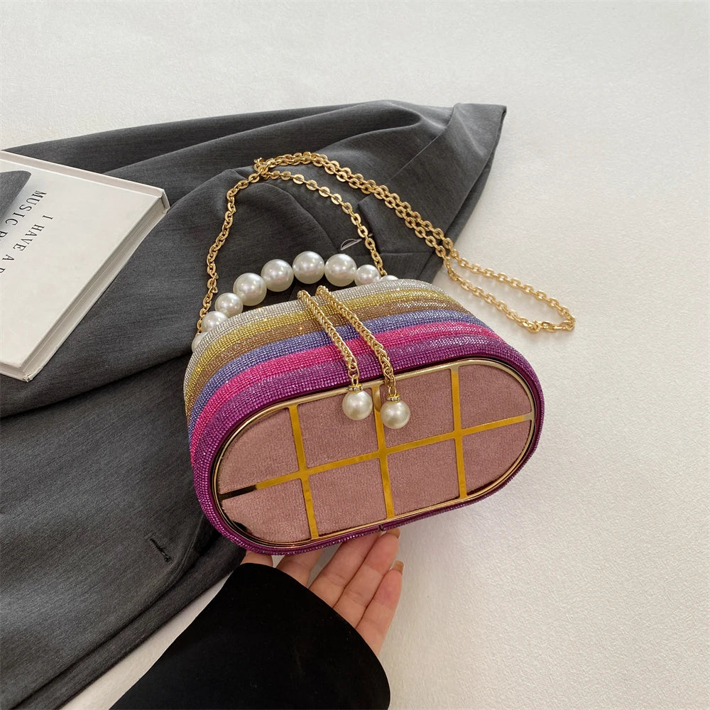 Pearl Beads Chain Crossbody Luxury Evening Purses For Women-Nilah Store