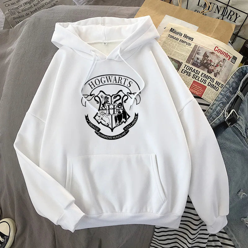 Y2K Hogwarts Printed Hoodie Women Oversized Casual Fleece Sweatshirt.-Nilah Store