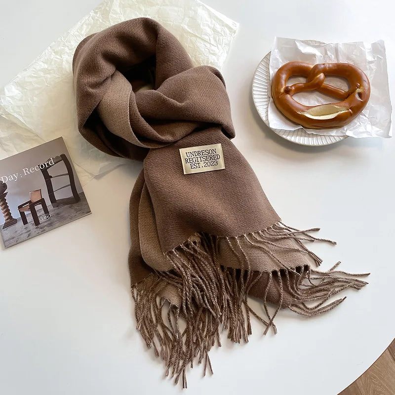 Luxury Autumn/Winter Cashmere Scarf - Tassel Shawl & Wrap.-Nilah Store