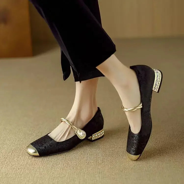 Women’s Square Toe Chunky Heel Office Pumps.-Nilah Store