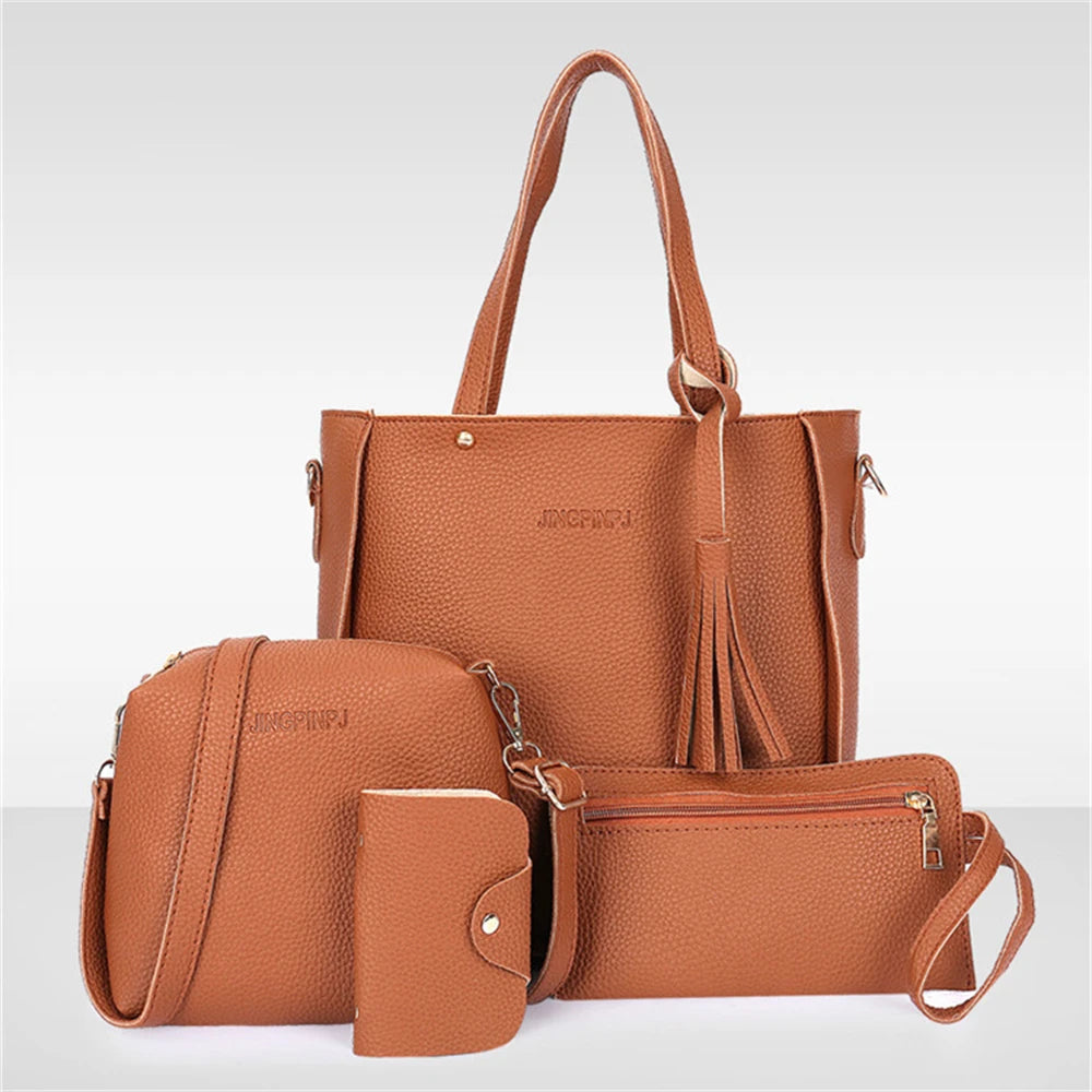 4 Piece Set Versatile PU Leather Bag for Women.-Nilah Store