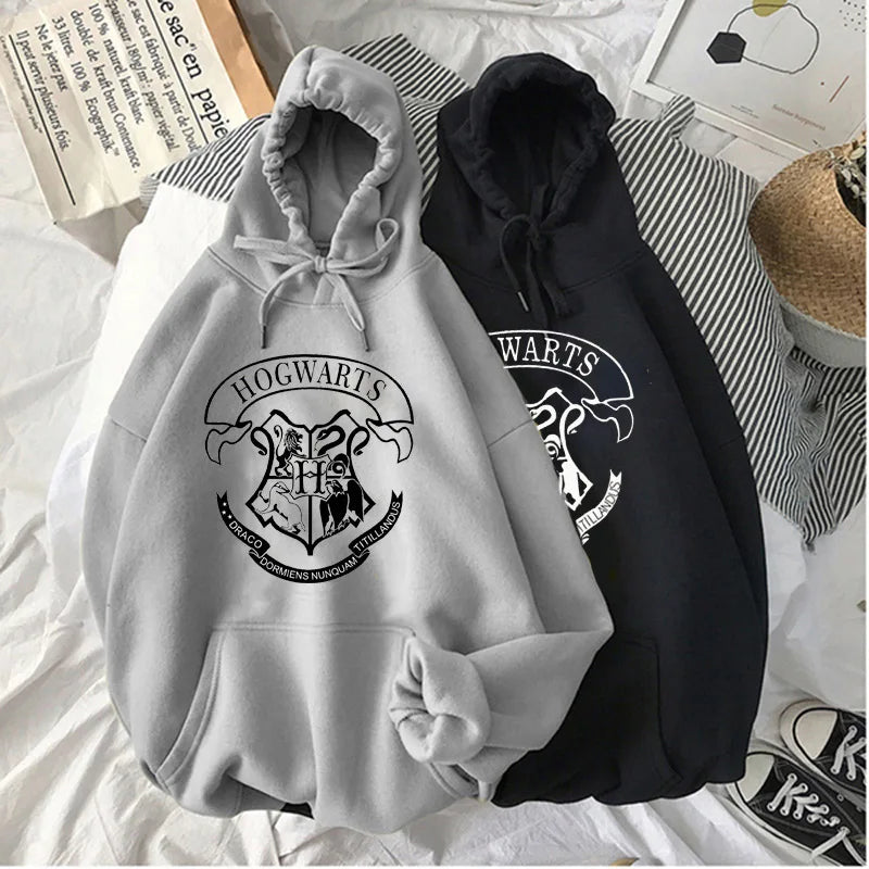 Y2K Hogwarts Printed Hoodie Women Oversized Casual Fleece Sweatshirt.-Nilah Store