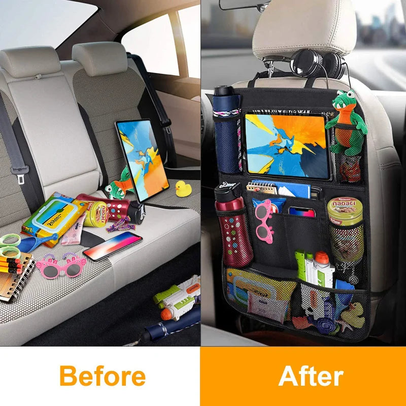 Car Backseat Organizer with Touch Screen Tablet Holder Auto Storage Pockets.-Nilah Store