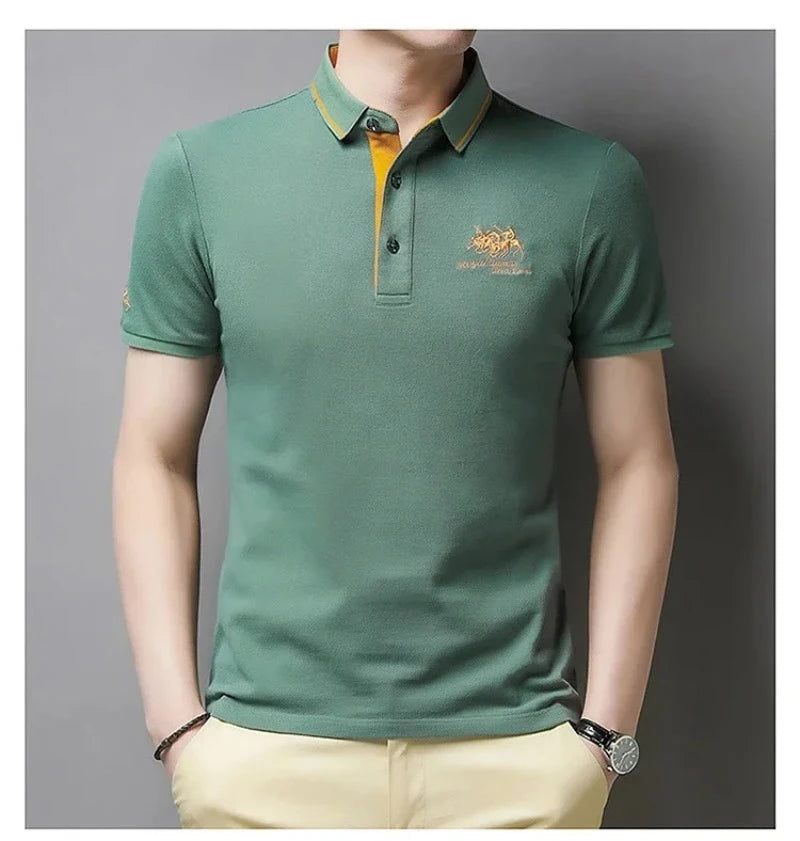 Mens Embroidered Polo Shirts Short Sleeve .-Nilah Store