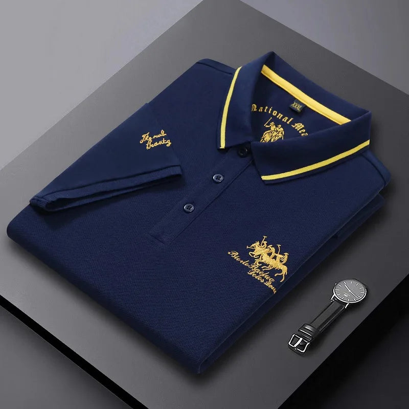 Mens Embroidered Polo Shirts Short Sleeve .-Nilah Store