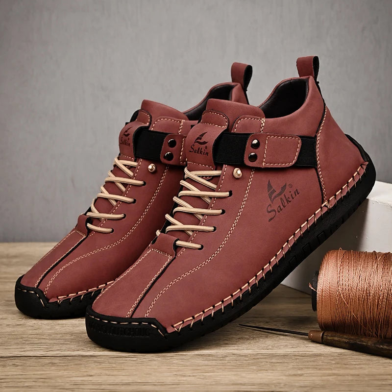 Handmade Leather Sneakers for Men – Breathable Outdoor Ankle Boots.-Nilah Store