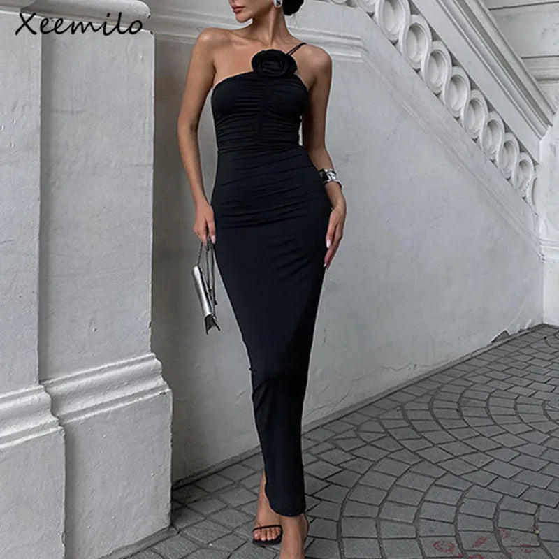 Xeemilo French Retro Backless Black Prom Dress.-Nilah Store