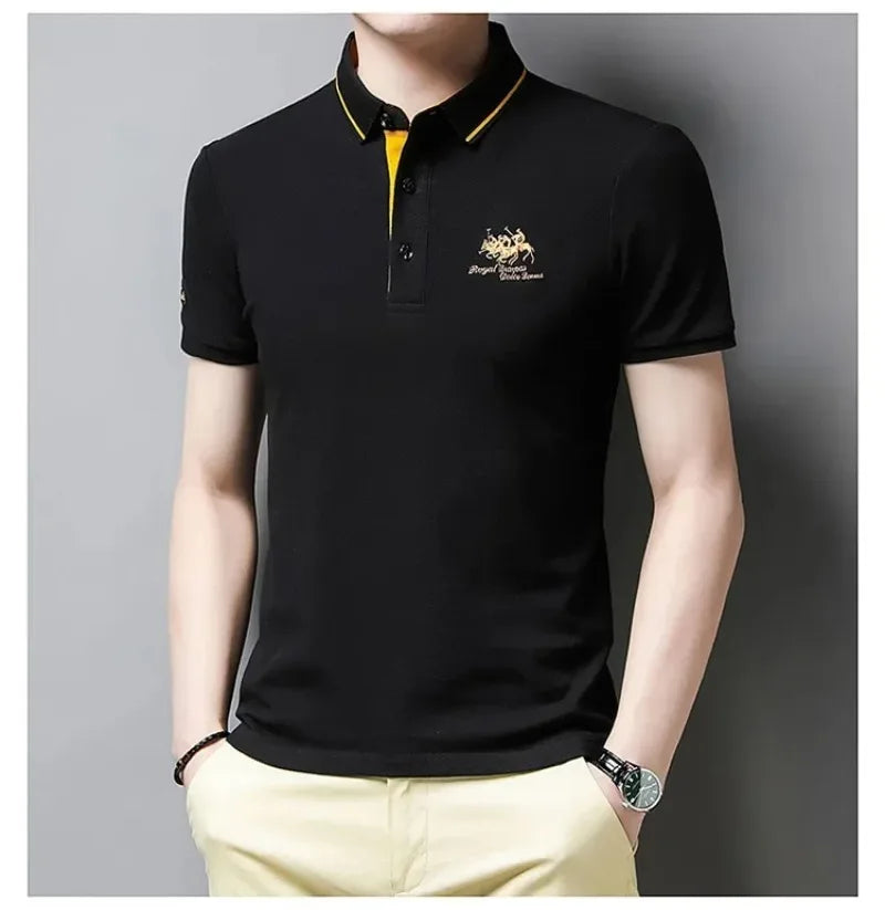 Mens Embroidered Polo Shirts Short Sleeve .-Nilah Store