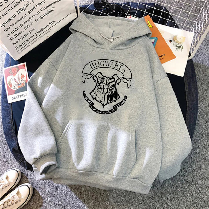 Y2K Hogwarts Printed Hoodie Women Oversized Casual Fleece Sweatshirt.-Nilah Store