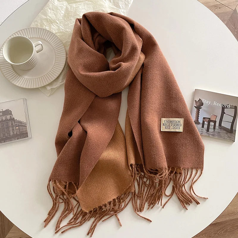 Luxury Autumn/Winter Cashmere Scarf - Tassel Shawl & Wrap.-Nilah Store