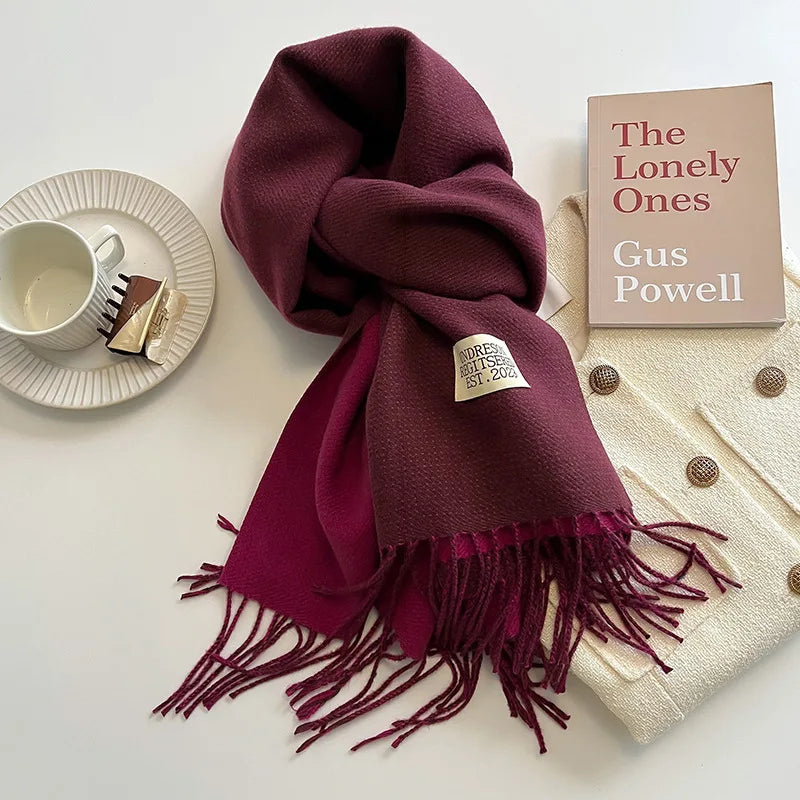 Luxury Autumn/Winter Cashmere Scarf - Tassel Shawl & Wrap.-Nilah Store