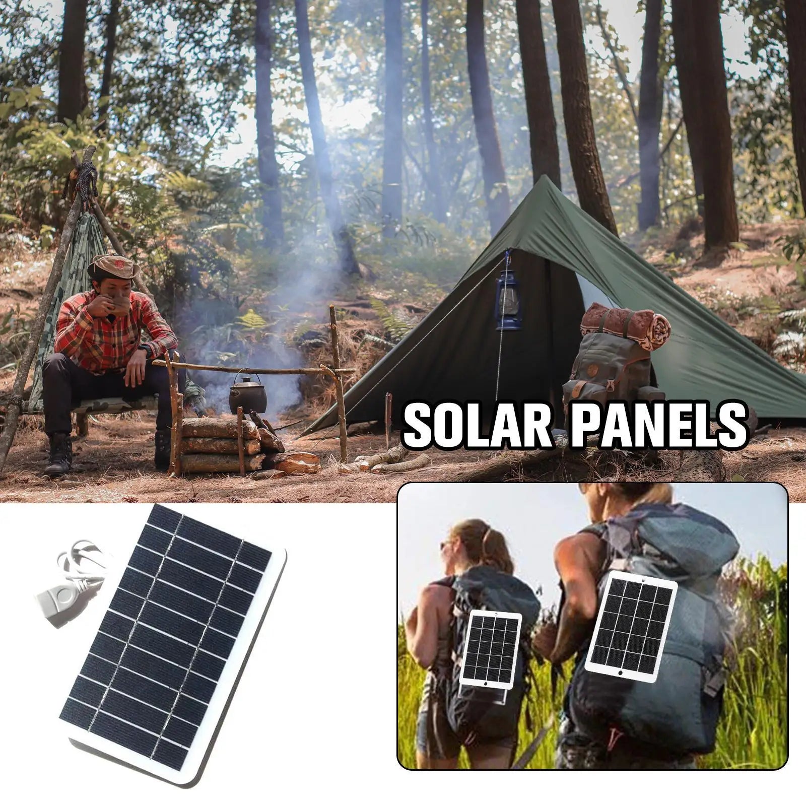 Portable Solar Panel 5V 2W Solar Plate with USB .-Nilah Store