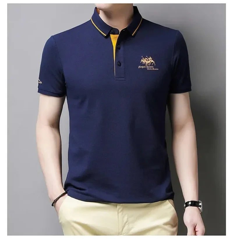 Mens Embroidered Polo Shirts Short Sleeve .-Nilah Store