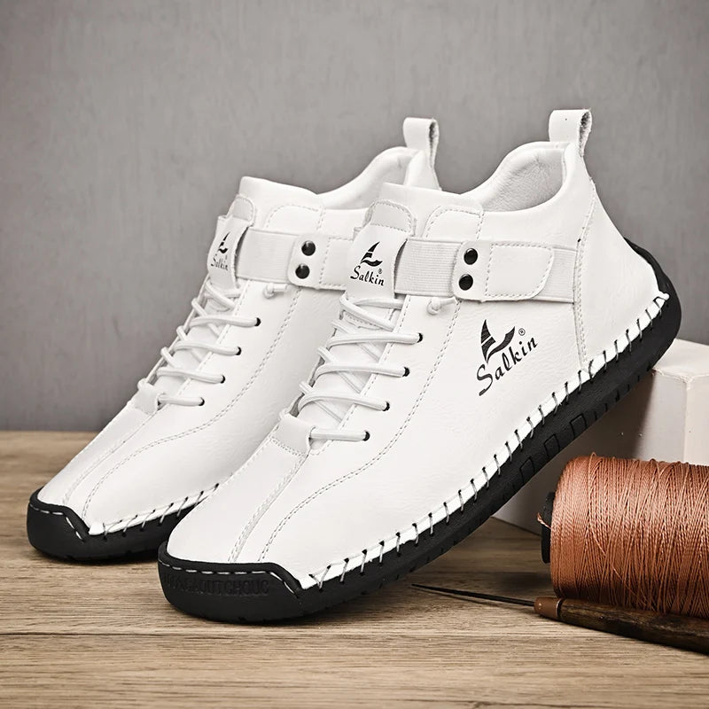 Handmade Leather Sneakers for Men – Breathable Outdoor Ankle Boots.-Nilah Store