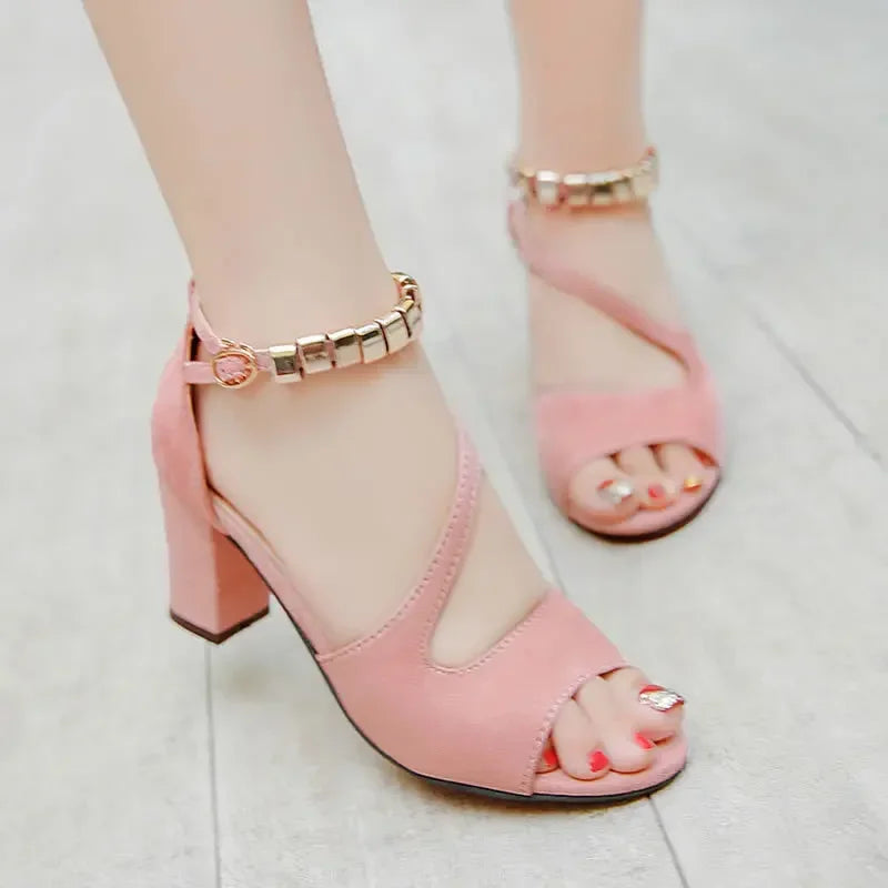 2024 Summer Beaded High Heel Roman Sandals.-Nilah Store