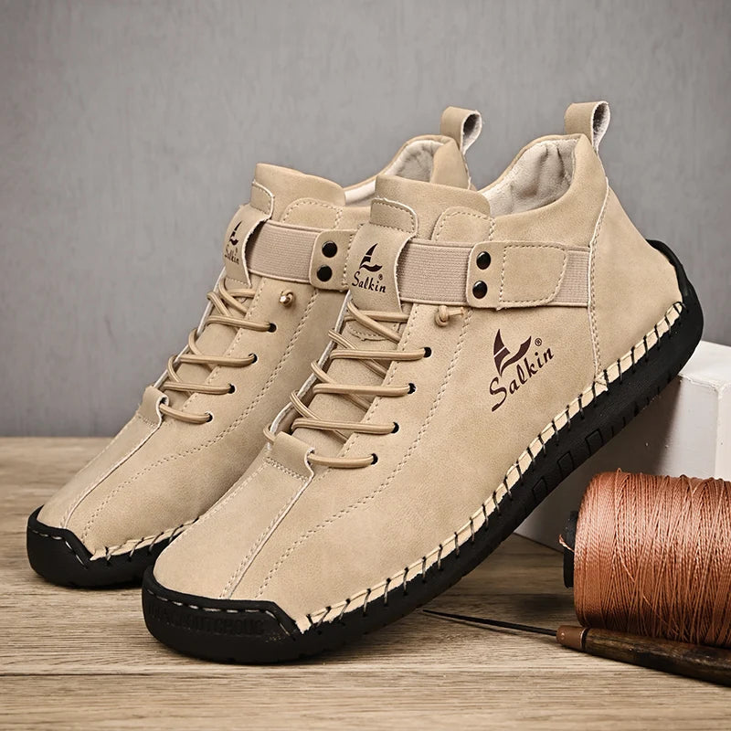 Handmade Leather Sneakers for Men – Breathable Outdoor Ankle Boots.-Nilah Store