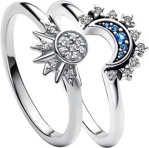 Elegant Moon and Sun Ring Set.-Nilah Store