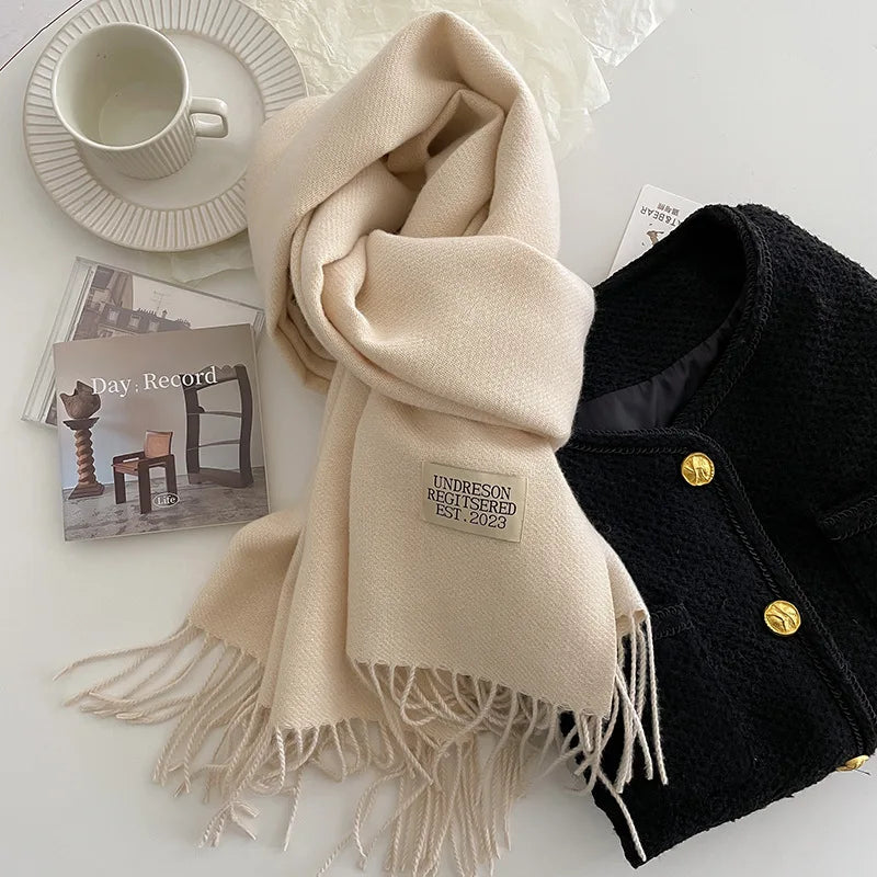 Luxury Autumn/Winter Cashmere Scarf - Tassel Shawl & Wrap.-Nilah Store