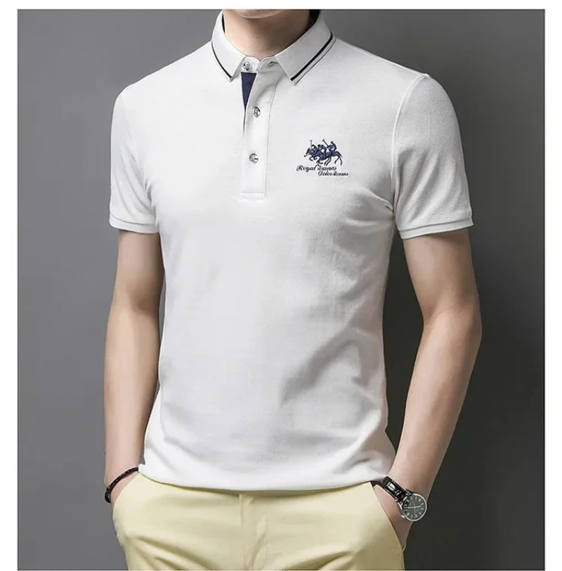 Mens Embroidered Polo Shirts Short Sleeve .-Nilah Store